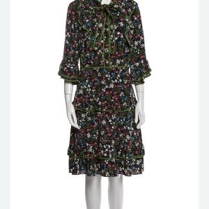 Mikael Aghal Green and Black tier ruffle dress